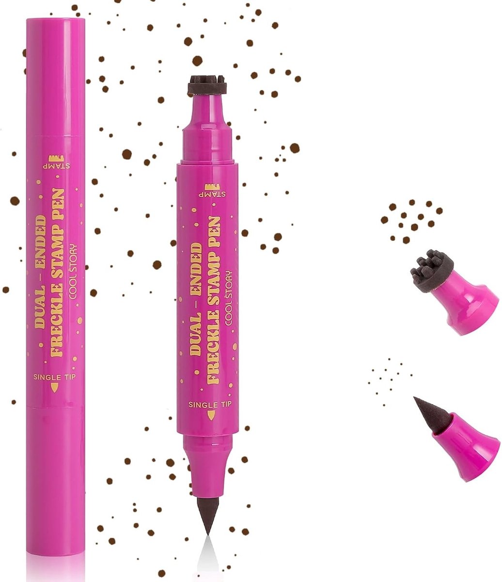 Set van 2 sproetenstiften voor natuurlijke zomermake-up, 3-in-1 stempel voor wangen en neus, ideaal voor festivals en dagelijkse looks