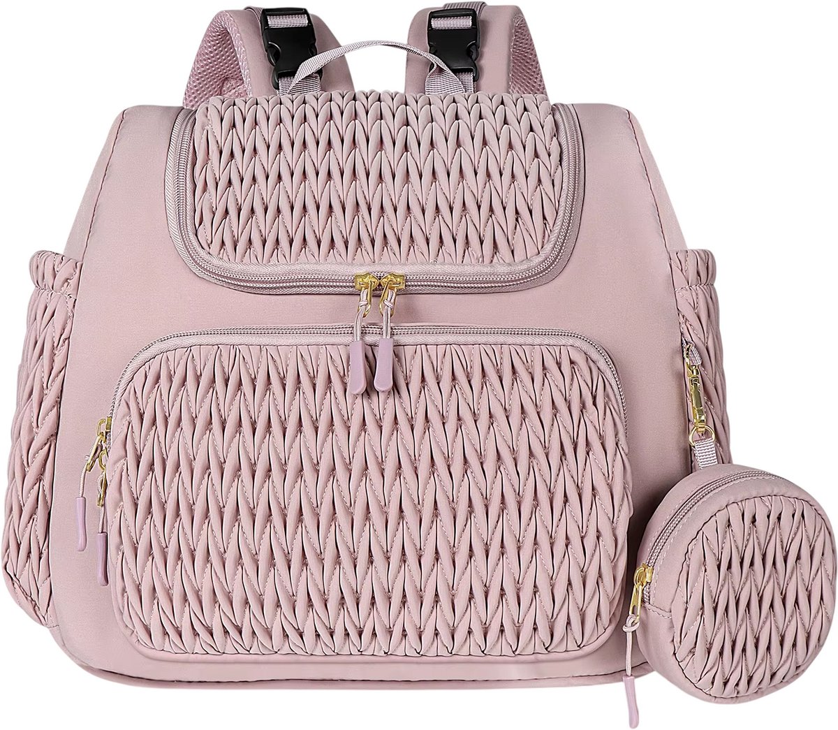 Baby Luiertas Rugzak – Grote Verzorgingstas met Kinderwagen Haken – Mama Rugzak, Diaper Bag voor Babyspullen en Reizen - Roze