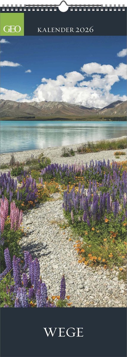 SnelShoppen - Wandkalender 2026 - 25 x 69 cm - 12 Adembenemende Landschappen - Spiralbinding - Duits Kalendarium - Perfect voor Natuurliefhebbers