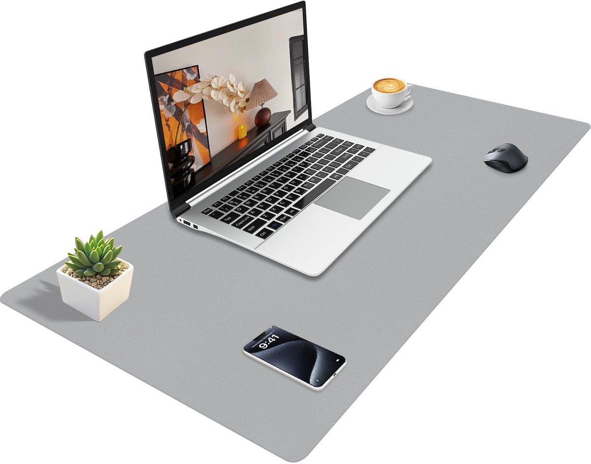 SnelShoppen - Bureau Onderlegger XXL Antislip Waterdicht 100x40cm Lichtgrijs - Bureau Bescherming voor Thuis, Kantoor, School, Elegant en Praktisch