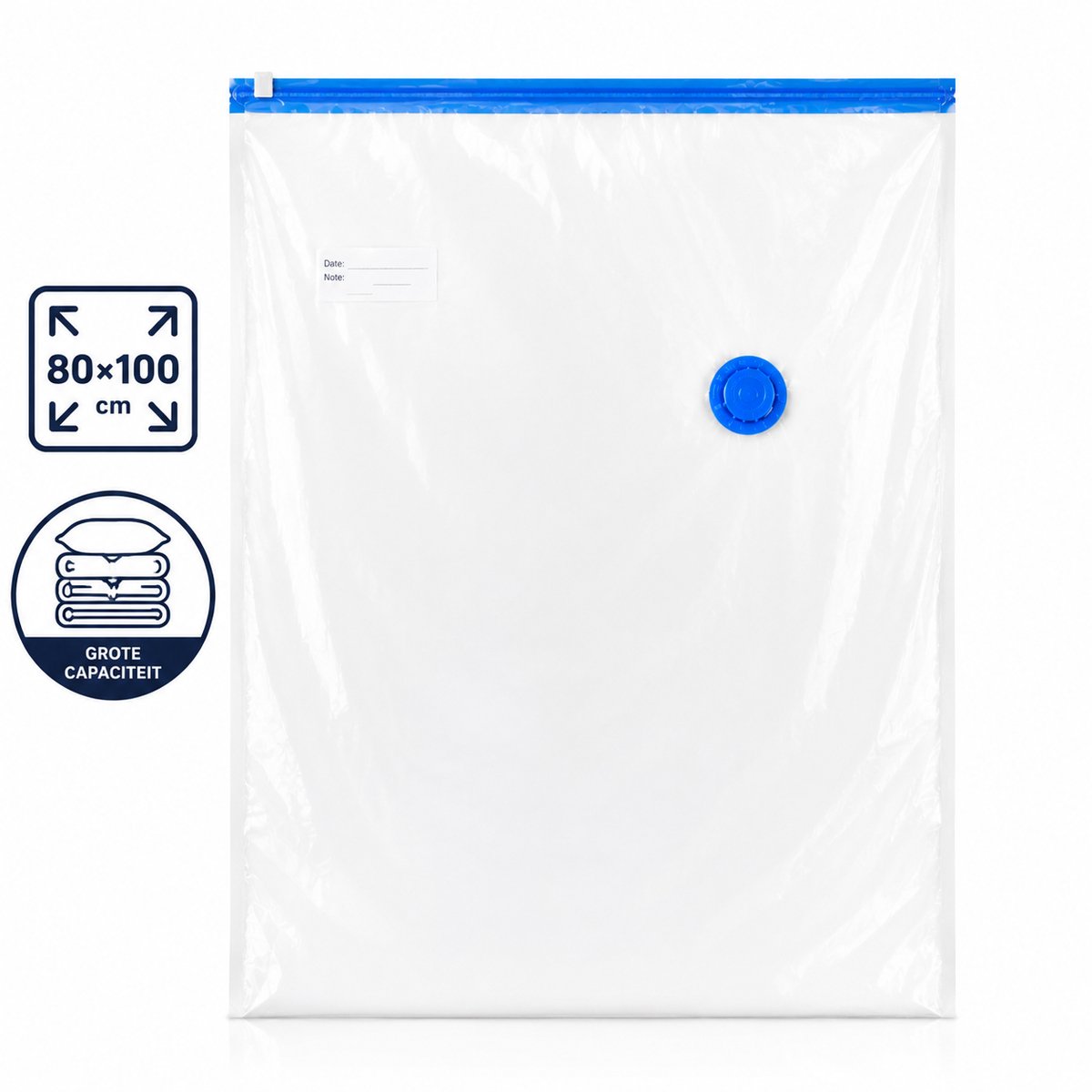 Vacuümzak 80x100 cm - Grote Opbergzak voor Kleding, Dekens en Beddengoed - Ruimtebesparend