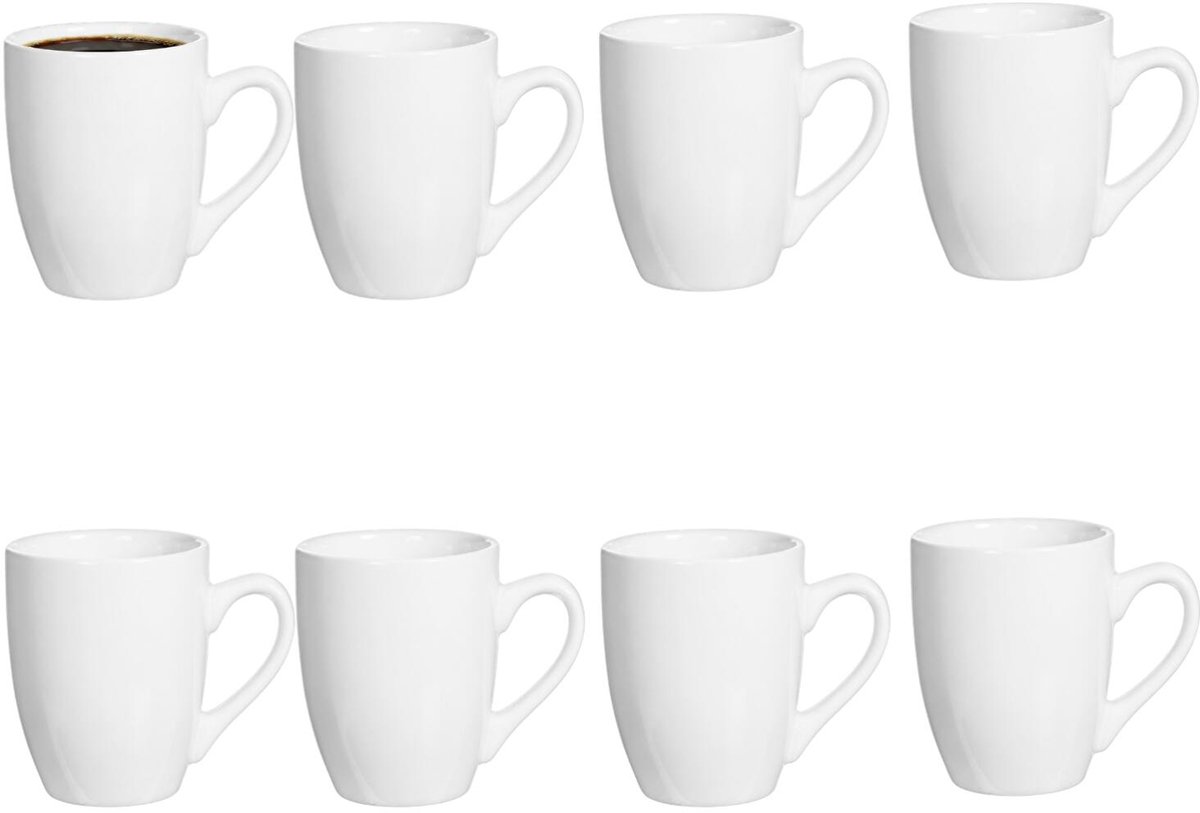 Alessandro Koffie / thee mok Pisa - 8x stuks - ivoor wit - 350 ml - mokken - keramiek
