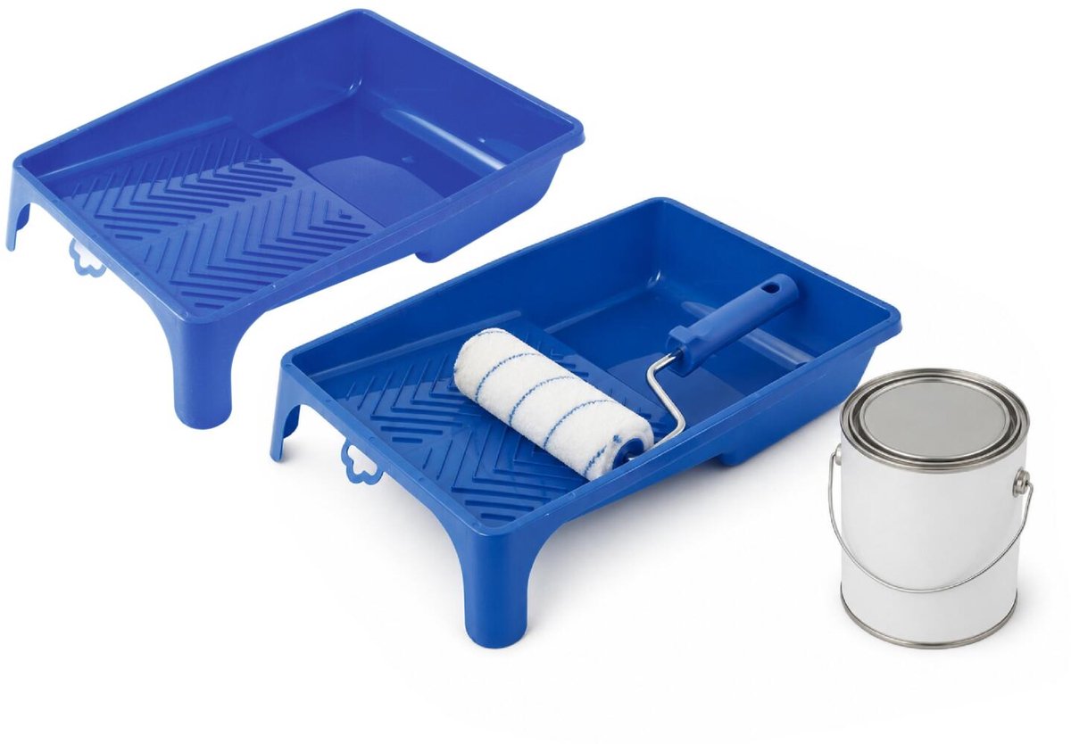 Sorex Verfbak - 2x - voor verfrollers tot 18 cm - blauw - stevig kunststof