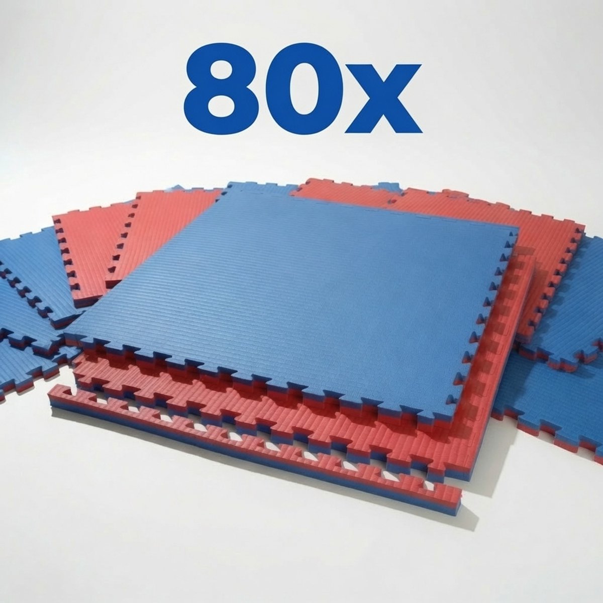 Toorx Tatami Puzzelmatten – Set van 80 – Vechtsportmat en Sportvloer – 80 m² – 100 x 100 x 2 cm – Rood/Blauw