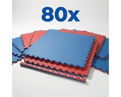 Toorx Tatami Puzzelmatten – Set van 80 – Vechtsportmat en Sportvloer – 80 m² – 100 x 100 x 2 cm – Rood/Blauw