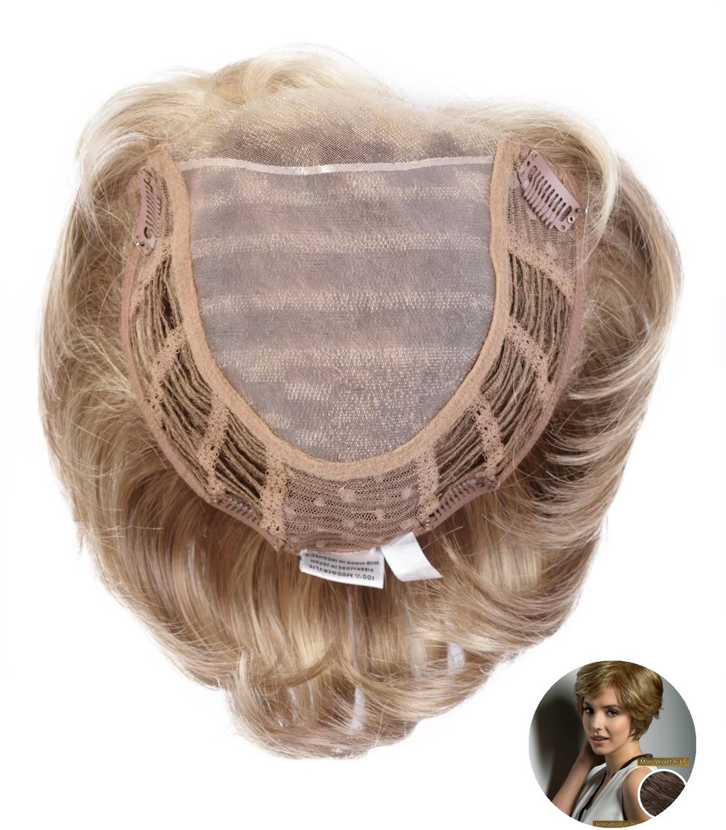 Estetica Designs Mono Wiglet - Kort, Gekruld, Lichtbruin/Grijs, Synthetisch, Met Klem