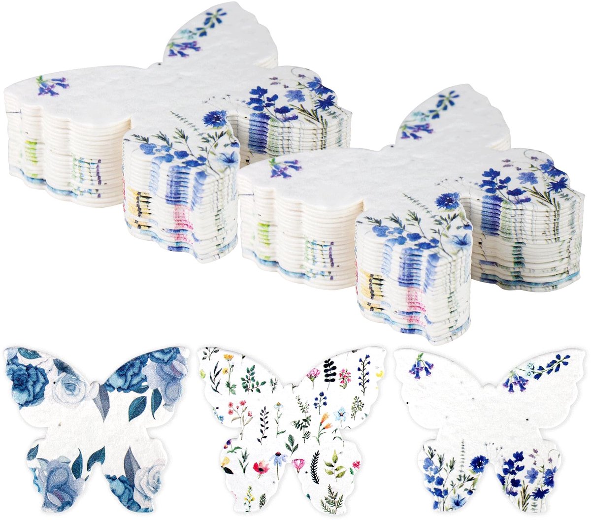 SnelShoppen - 30 stuks plantbaar zaadpapier in vlindervorm - Handgemaakt gerecycled zaadpapier met wilde bloemenzaden - Perfect voor verjaardagen, bru