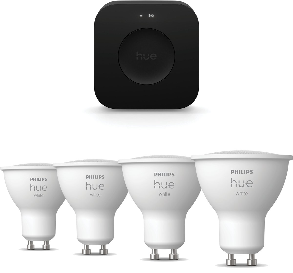 Philips Hue Starterspakket - GU10 - met 4 Spotjes - Warmwit Licht - Incl. Hue Bridge Pro - Hue White