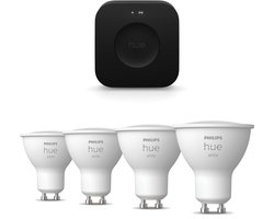 Philips Hue Starterspakket - GU10 - met 4 Spotjes - Warmwit Licht - Incl. Hue Bridge Pro - Hue White