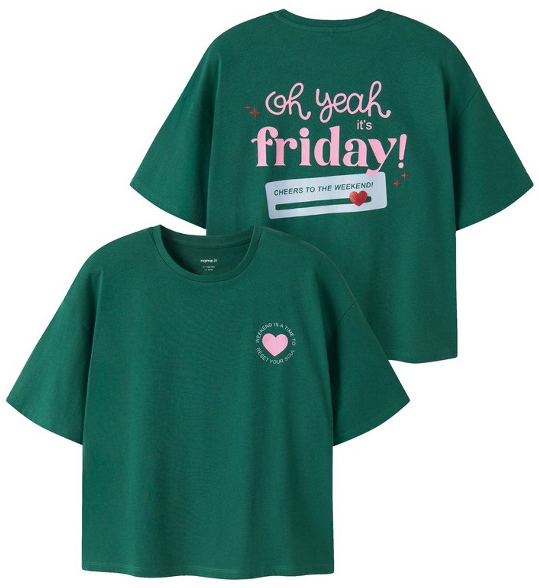 Name it t-shirt meisjes - groen - NKFltom - maat 116
