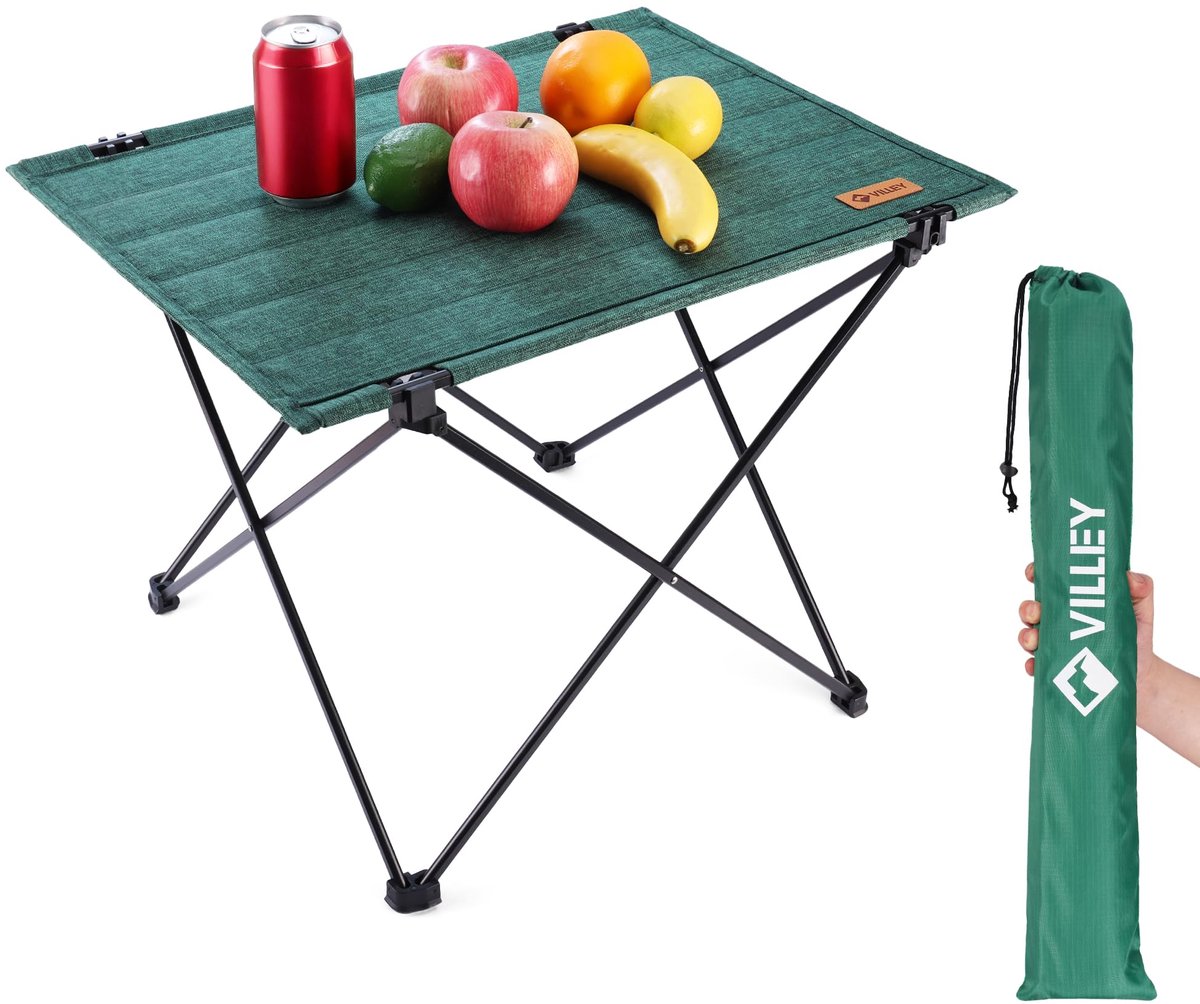 SnelShoppen - Inklapbare Campingtafel - Aluminium en Oxford-stof - Belastbaar tot 25 kg - Ideaal voor Outdoor, Keuken, Vissen - Zwart, Compact en Lich