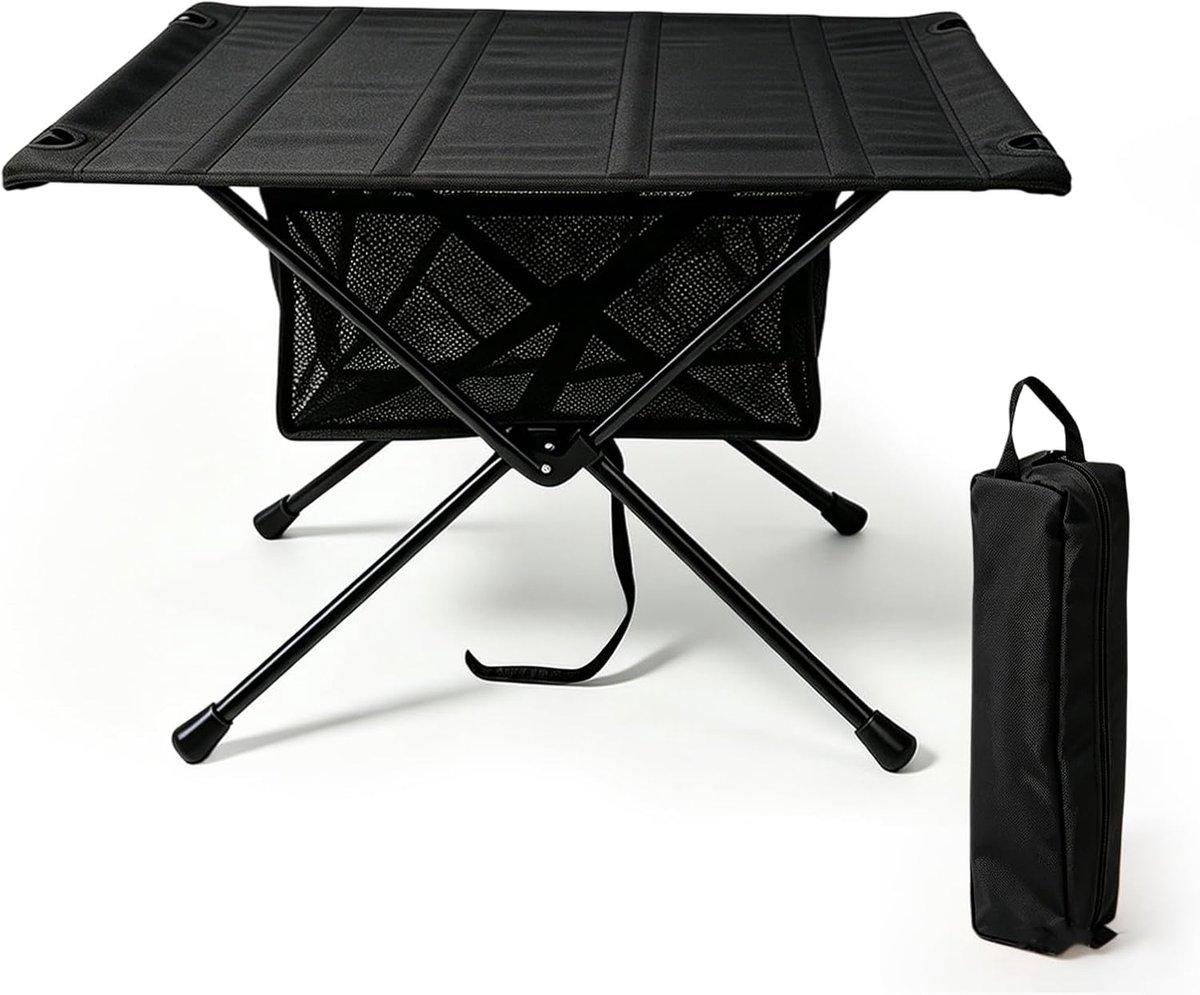SnelShoppen - Opvouwbare Campingtafel - Inklapbaar en Draagbaar - Ultralicht en Klein - Perfect voor Outdoor, Wandelen, Feest, Tuin - Tot 30 kg - Zwar