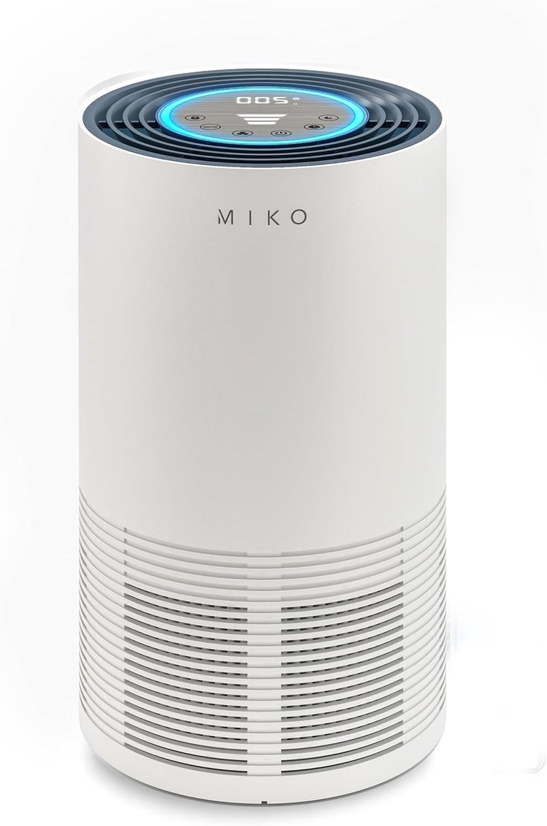 SnelShoppen - MIKO Luchtreiniger voor Thuis, H13 True HEPA, PM2.5-sensor, Automatische Functie, 4 Ventilatorsnelheden, Verwijdert 99,97% Allergieën, A