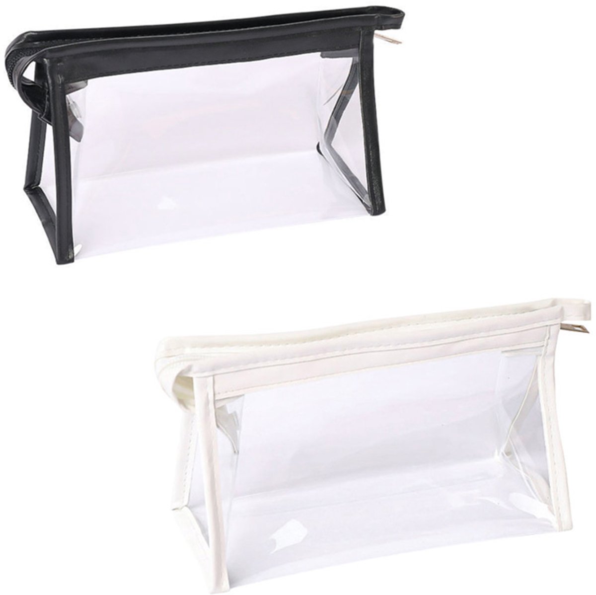 Pennen Etui - Etui voor pennen - Make-up tas - Opbergtas - Reistas - Transparante tas met ritssluiting, waterbestendig en geschikt voor zichtbare opbergdoeleinden - PVC - 20x8x12 cm - Voor school, reizen en persoonlijke verzorging - lvoorwit,zwart