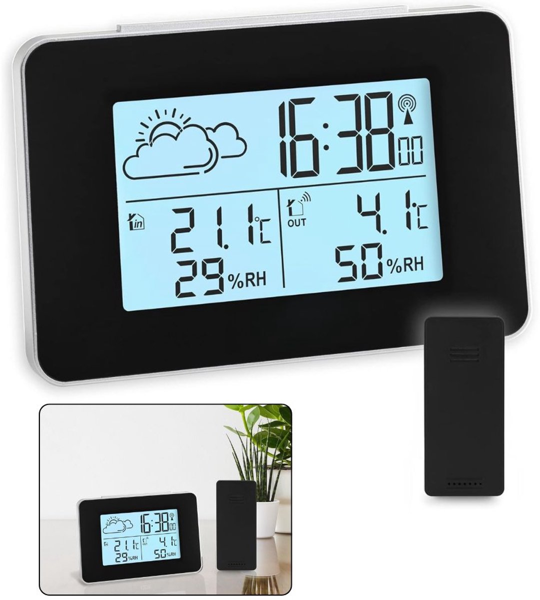 CLVP® Weerstation Binnen en Buiten - Hygrometer Draadloos - Luchtvochtigheidsmeter