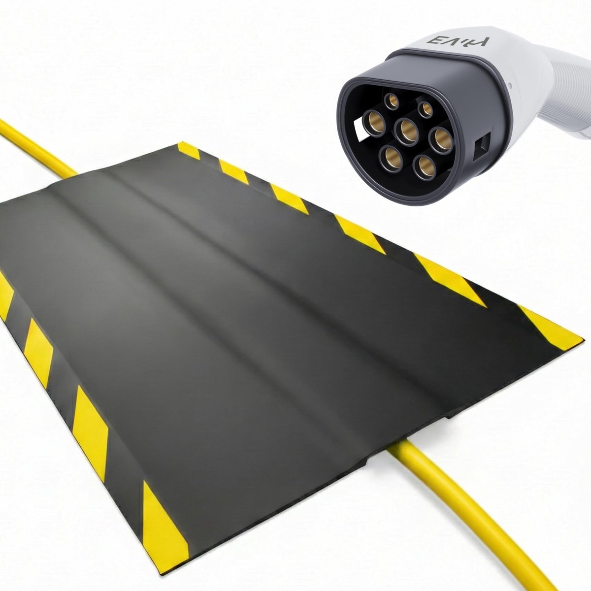 SnelShoppen - EVify Kabelmat 1 m, Kabelgoot voor Elektrische Auto Oplaadkabel Type 2, Robuuste Platte Stopbescherming, Buitenshuis Gebruik