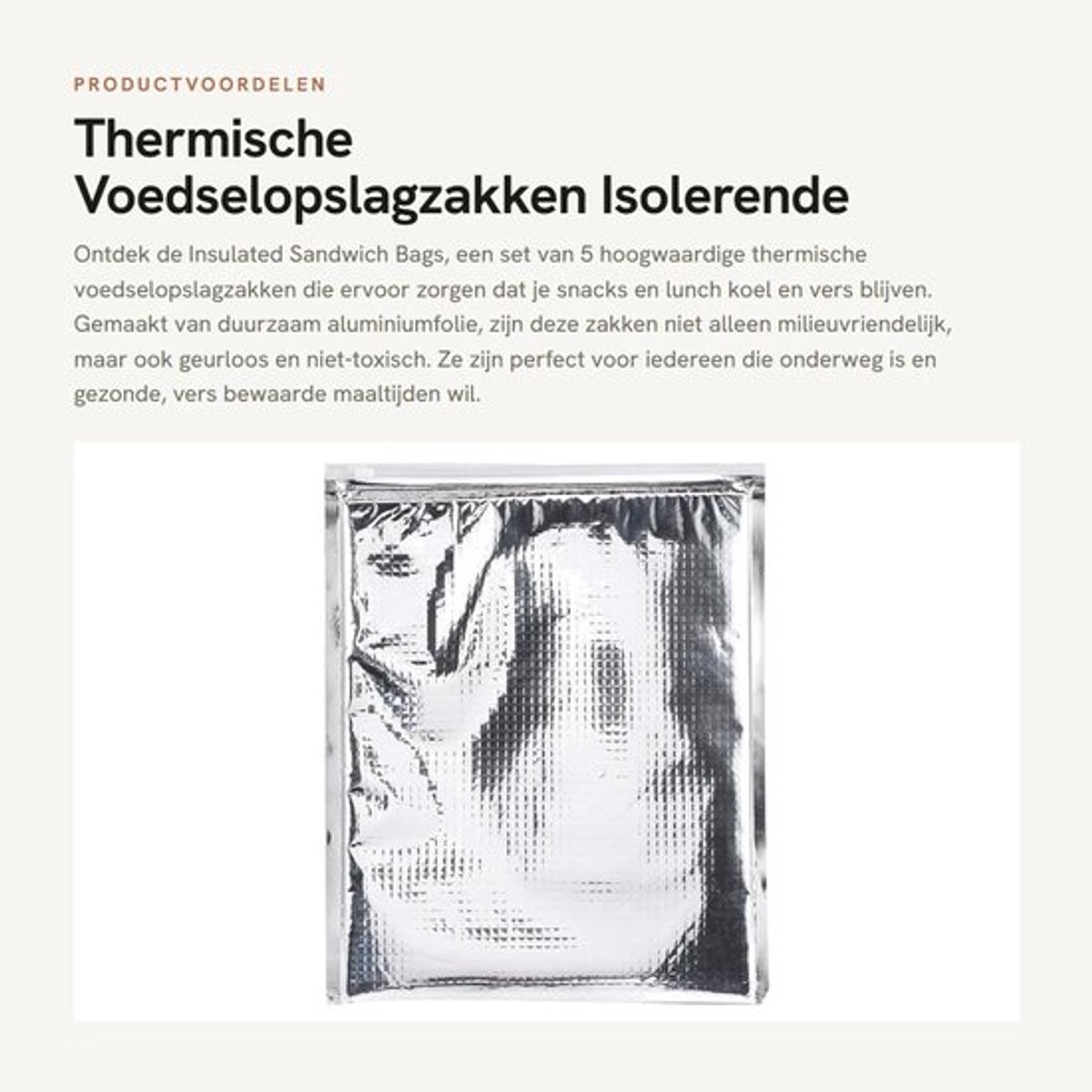Isolerende Broodtassen - Zipper Design - Aluminium Folie - 5 Stuks - Voedselopslag - Thermische Koeler - Duurzaam Materiaal - Koeltas