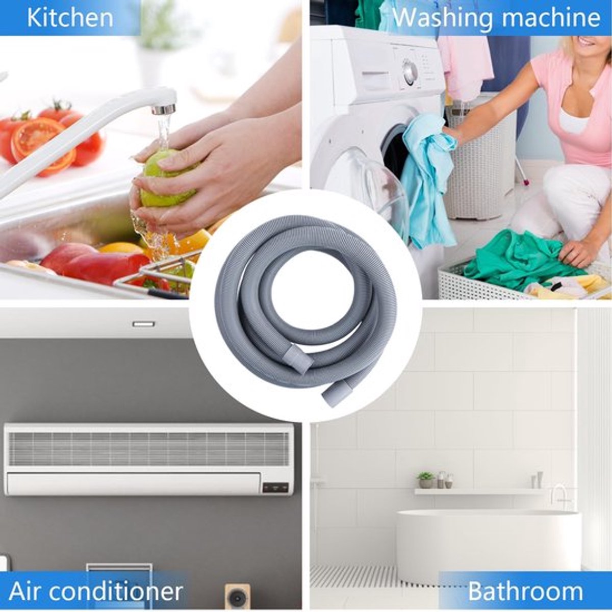 Afvoerslang 1,5 m - Afvoerslang Vaatwasser - Afvoerslang Wasmachine - Rubber Seal - Versterkte Plastic - Flexibel Ontwerp - Afvoerbuis