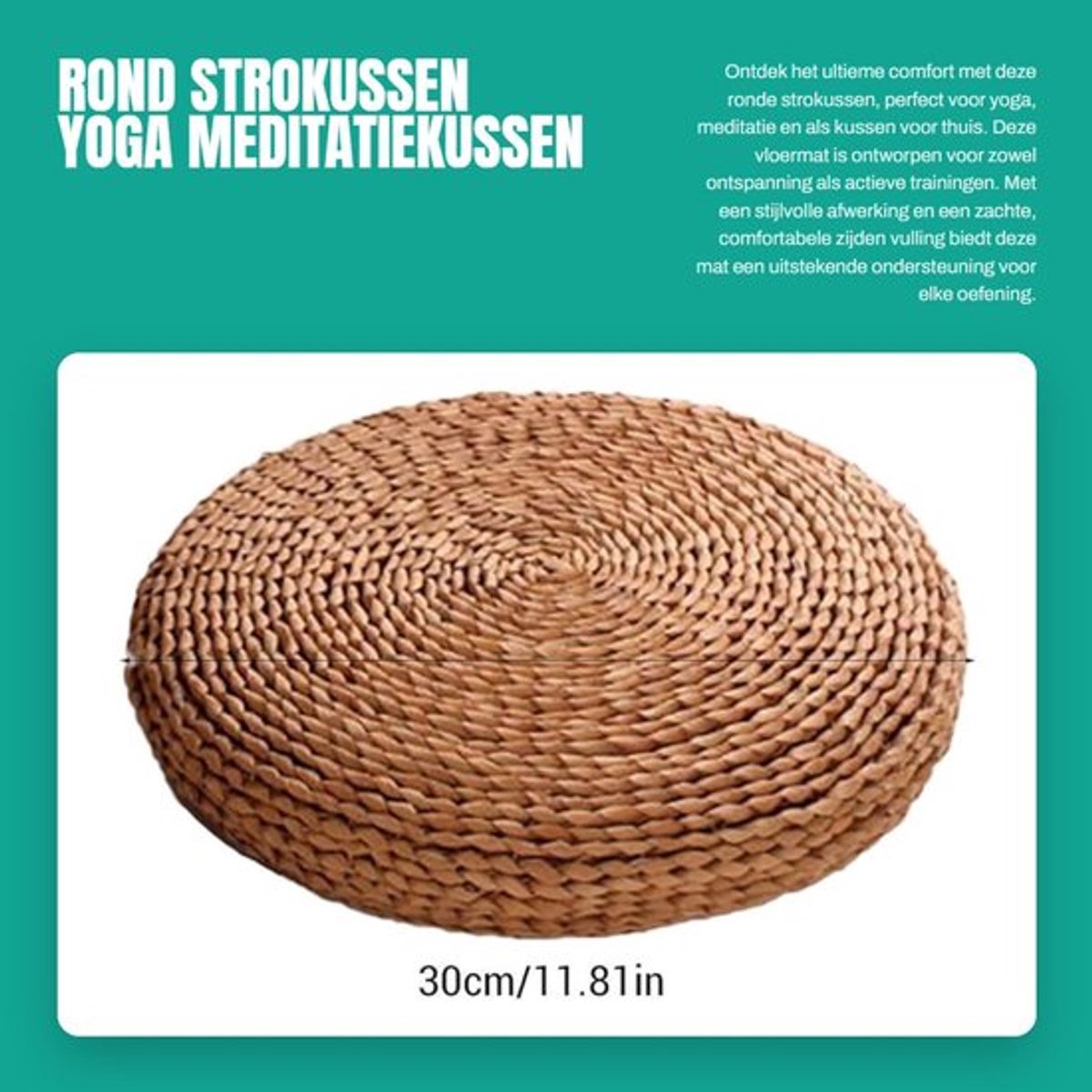 Tatami-mat Zacht en Comfortabel - Yoga-Meditatie Kussen - Ronde Vloermat - 40 x 40 cm - Gemakkelijk Op te Bergen - Verkrijgbaar in 2 Stoffen - Meditatiekussen