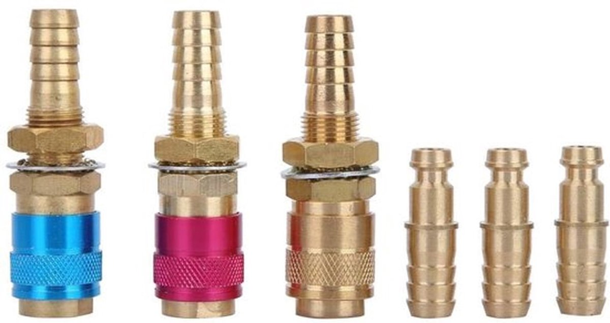 M10 Watergekoelde Slang Connector - Snelkoppeling - Rood Geel Blauw - Gas Adapter - Duurzaam en Betrouwbaar - Geschikt voor Lastoorts