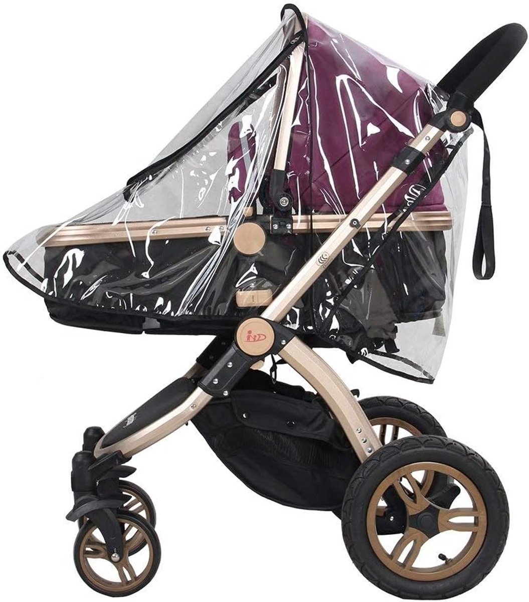 SnelShoppen - Universele Baby Kinderwagen Regenhoes met Rits, Transparante PVC Waterdichte Bescherming voor Kinderwagens, Ideaal voor Buiten en Slecht