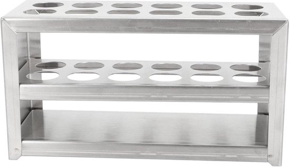 Testbuisrek Stevige Roestvrij Stalen Houder - 12 Gaten 19 mm - 3 Niveaus - Laboratorium - Centrifugebuisrek - Duurzaam Ontwerp - Buisrek