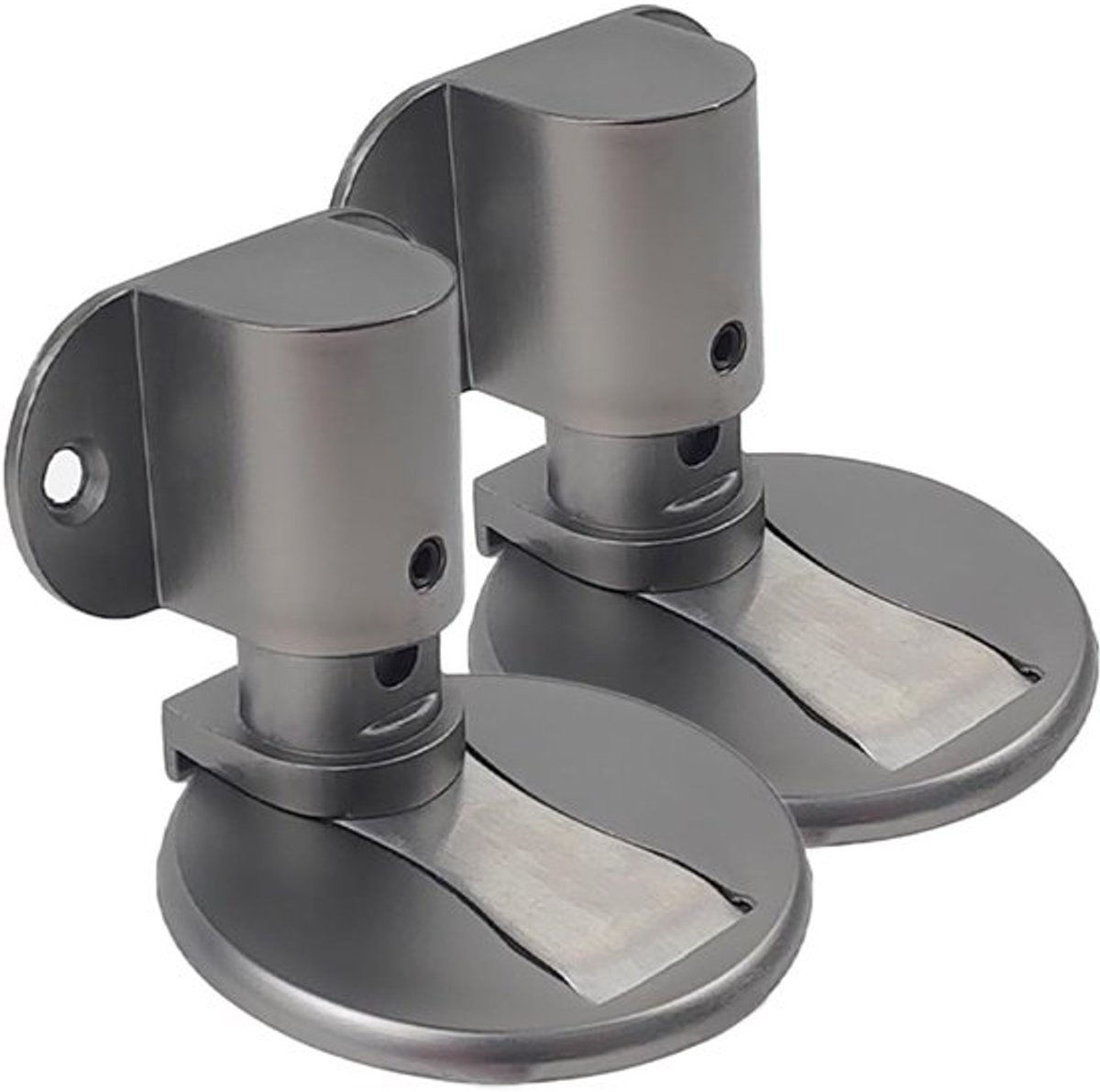 Deurstopper Magnetisch - Verstelbaar - Vloermontage - 2 Stuks - Zinklegering - Geborsteld Roestvrij Staal - Inclusief Plakband en Schroeven - Deurbuffer