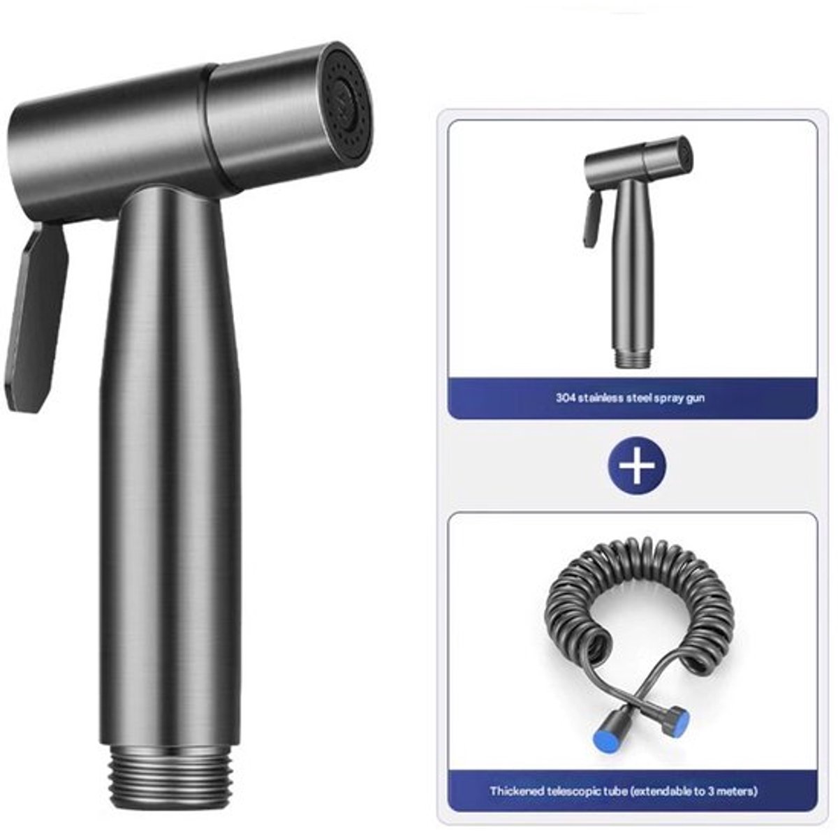 Roestvrijstalen badkamerkraan/douchekop, handdouche/bidet, roestvrijstalen handdouche/bidet - grijs