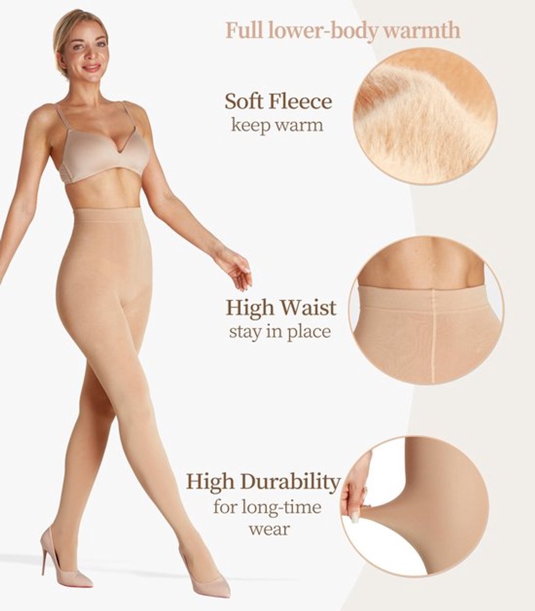 Thermische Panty - Warme Fleecevoering - Ondoorzichtig - Hoge Taille - Slank Silhouet - Discreet Lifting-effect - Winterpanty