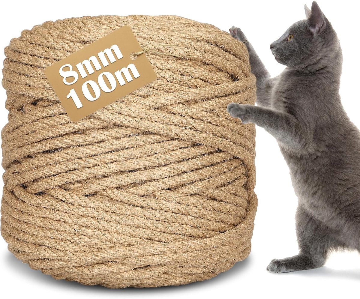 Sisal touw 8mm x 100m - Natuurlijk sisal - Sterke vezels - Ideaal voor krabpaal - SnelShoppen