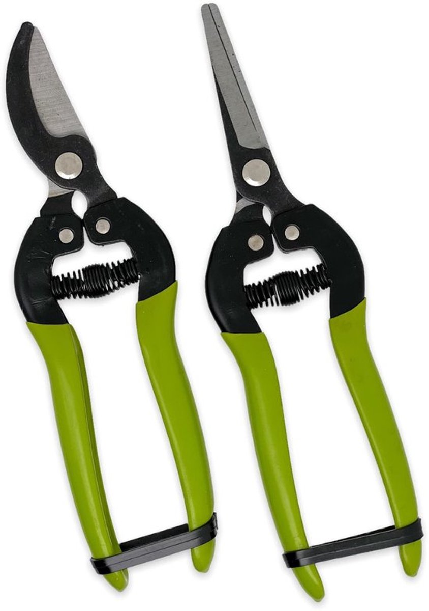 Snoeischaar 2-delige set - Bypassschaar - Tuinschaar - Stalen Messen - Rubber Handgrepen - Geschikt voor Rechts- en Linkshandigen
