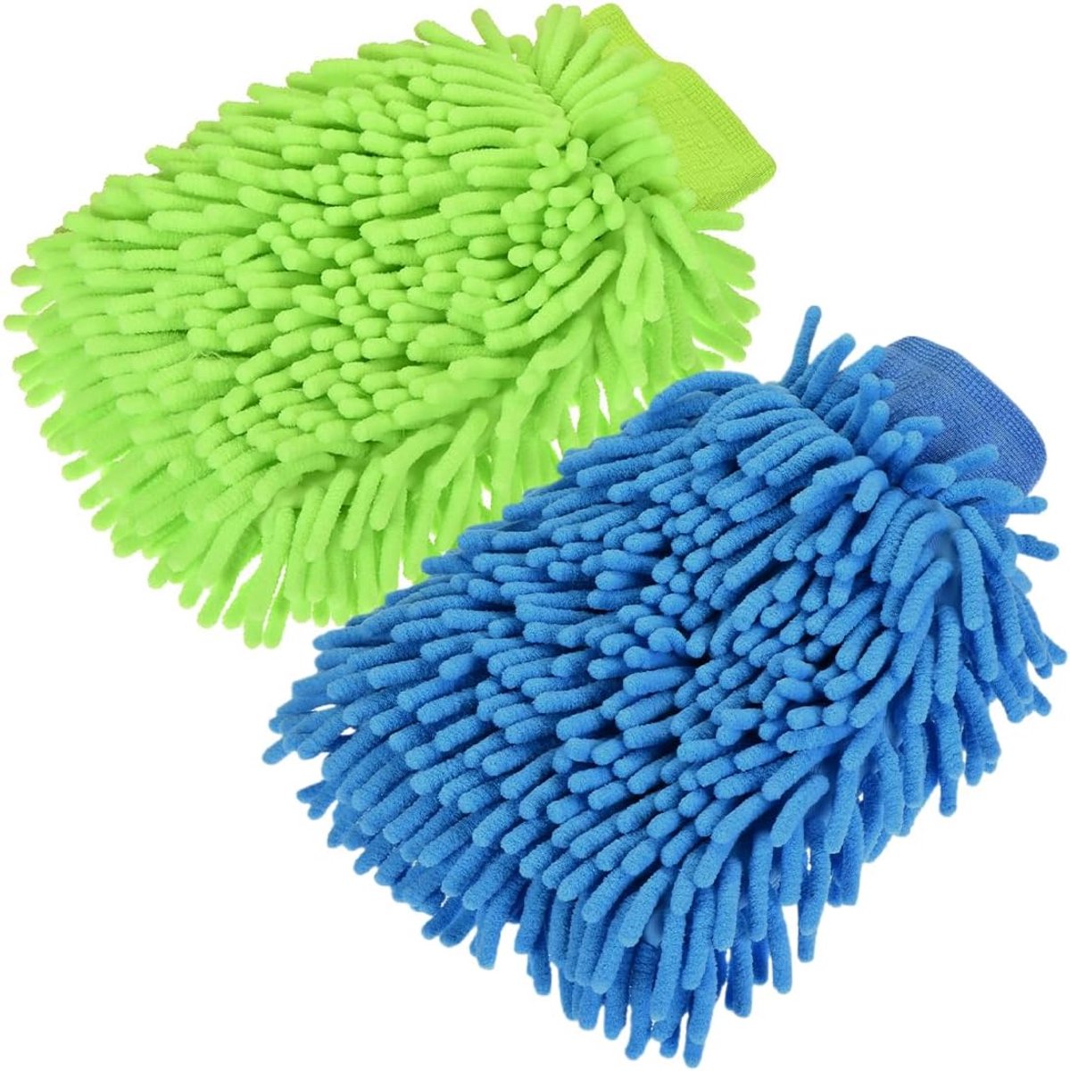 SnelShoppen - Pack of 2 Deluxe Microfiber Auto Reinigingshandschoenen en Doeken - 23 x 14 cm - Ideaal voor Auto's, Motoren, en Meer