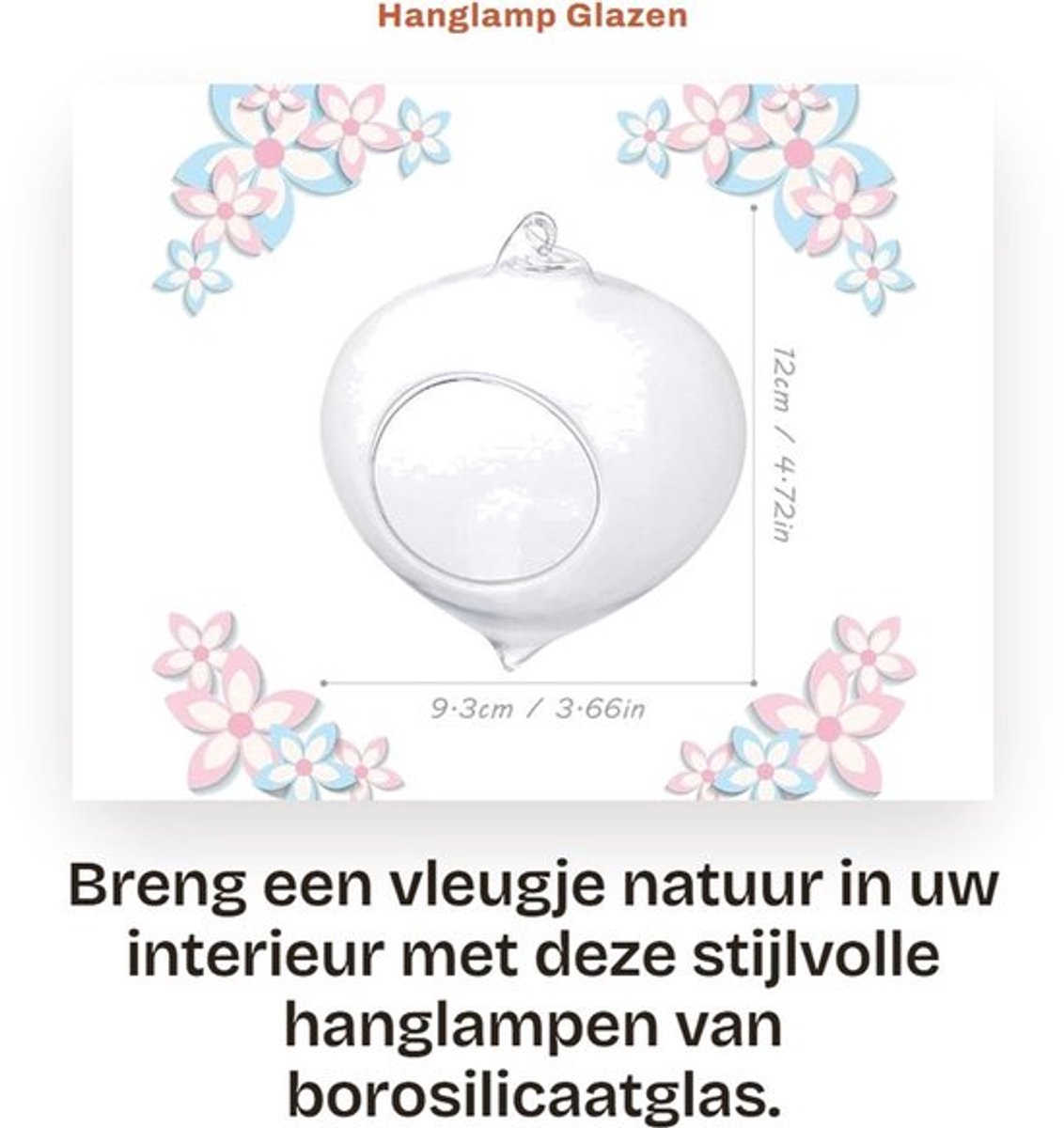 Hanglamp Slijtvast - Glazen Vaas - Terrarium - Plantenhouder - Bloempot - 9,3 x 12 cm - Pl