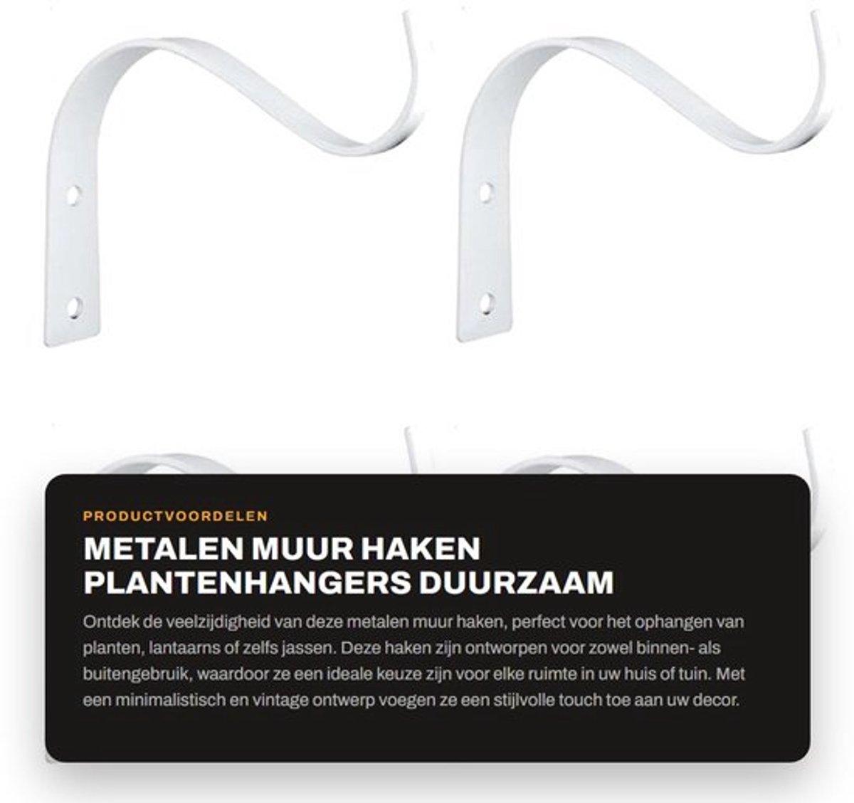 Muurhaken 4 Stuks - Metalen Wandhaken - Decoratieve Haken - IJzeren Plant Hanger - Roestvrij en Duurzaam - Minimalistisch Ontwerp
