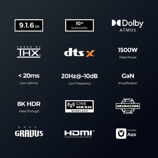 ULTIMEA Skywave X100 - 9.1.6 Soundbar - Zwart van Ultimea — afbeelding 3