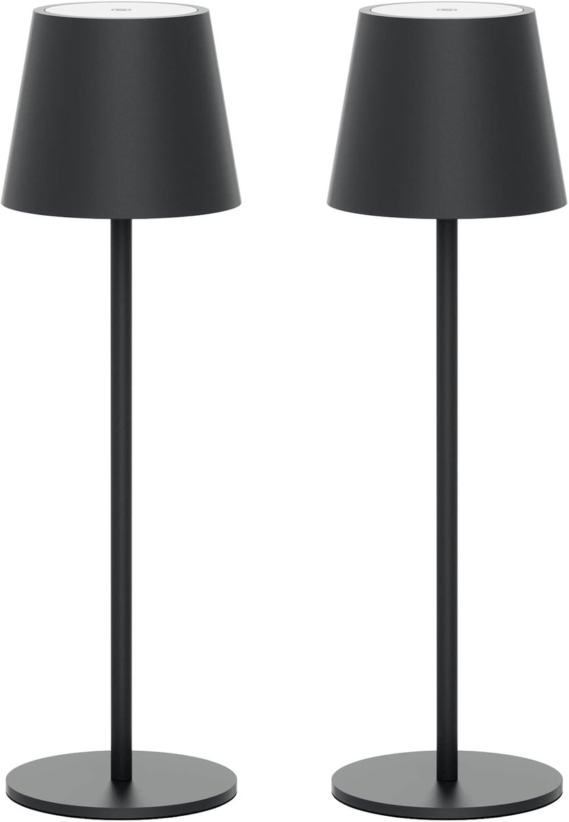 SnelShoppen - Dimbare Oplaadbare LED Tafellamp - Waterdicht IP54 - Aluminium - 36,5 cm - 3000K Warm Licht - USB-C Oplader - Voor Binnen en Buiten - Pe