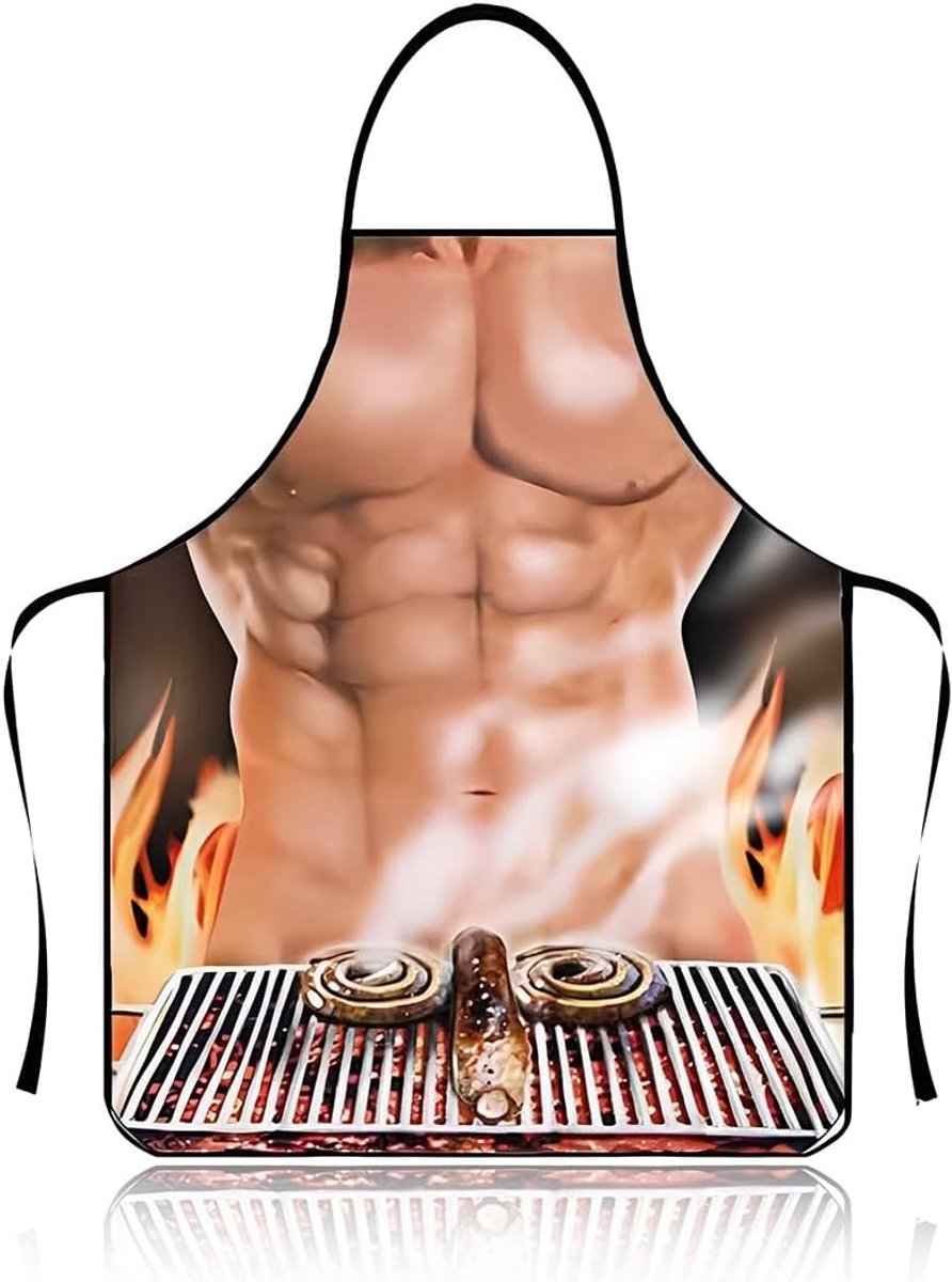 Grill Schort voor Mannen, Leuk en Praktisch Keukenschort voor Barbecue, Bakken en Cosplay, 80 x 60 cm