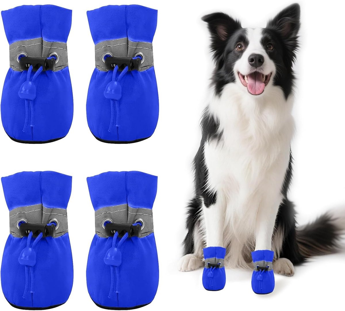 Zomerhondenschoenen voor optimale pootbescherming, ademend en slijtvast, met reflecterende band, geschikt voor binnen en buiten, blauwe kleur
