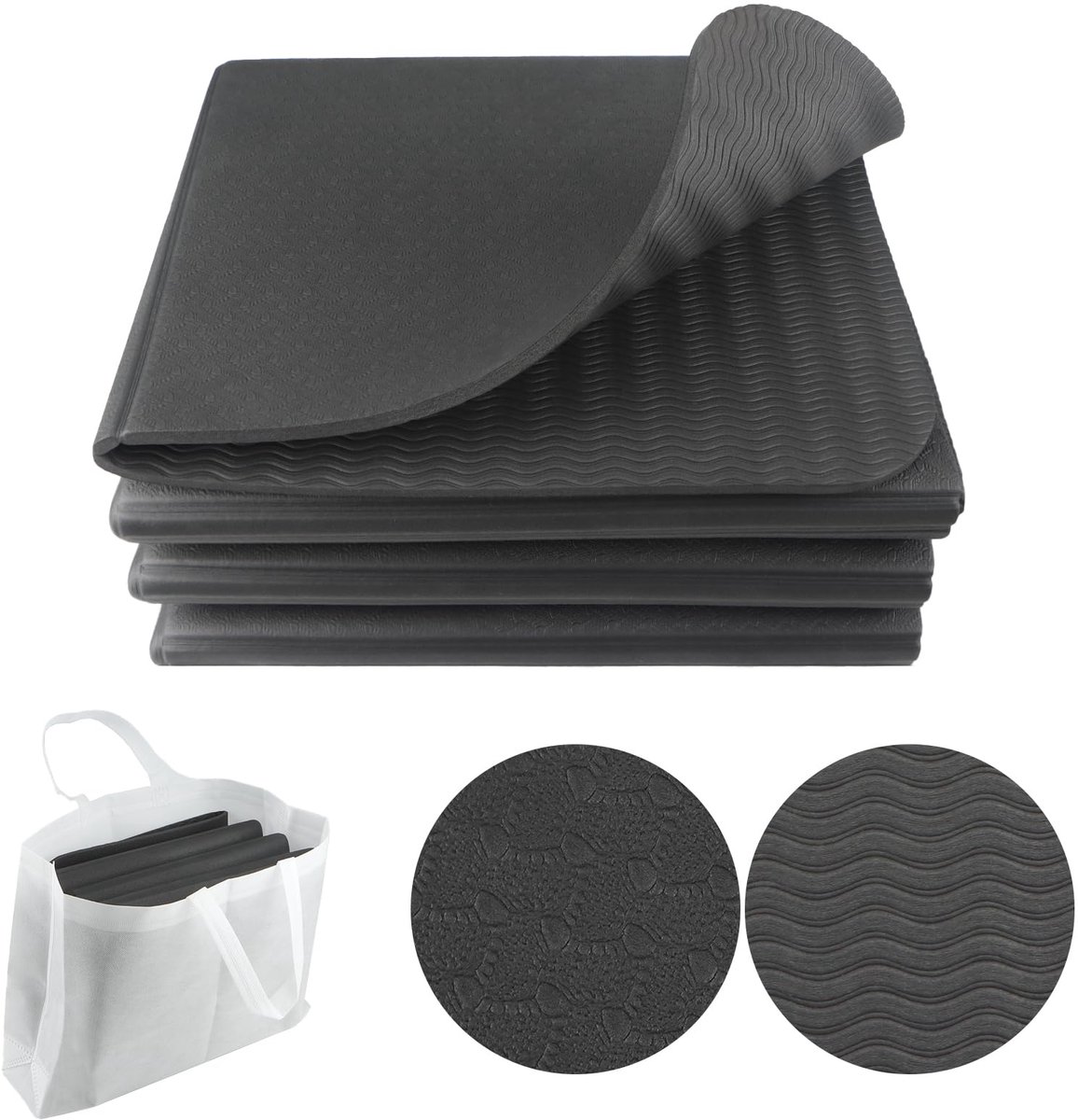 SnelShoppen - Opvouwbare Yogamat Antislip Draagbare Fitnessmat voor Thuis, Sport, Yoga, Outdoor, Gym, 183x61 cm, Lichtgewicht, Blauw
