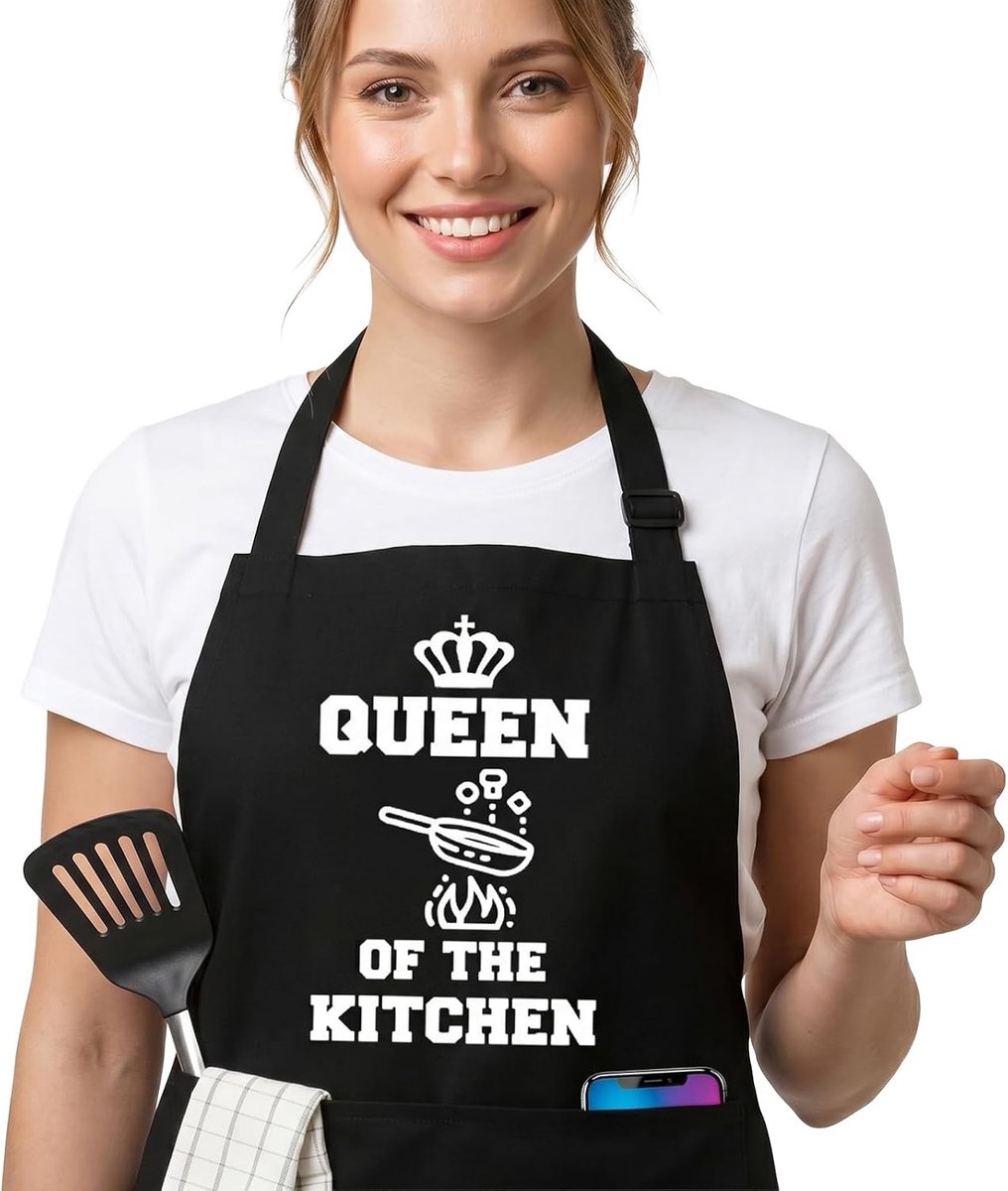 Persoonlijke Keuken Schort met Foto en Tekst | Uniek Cadeau voor Vaderdag, Valentijnsdag en Kerst | Katoenen Schort voor Koken en Grillen