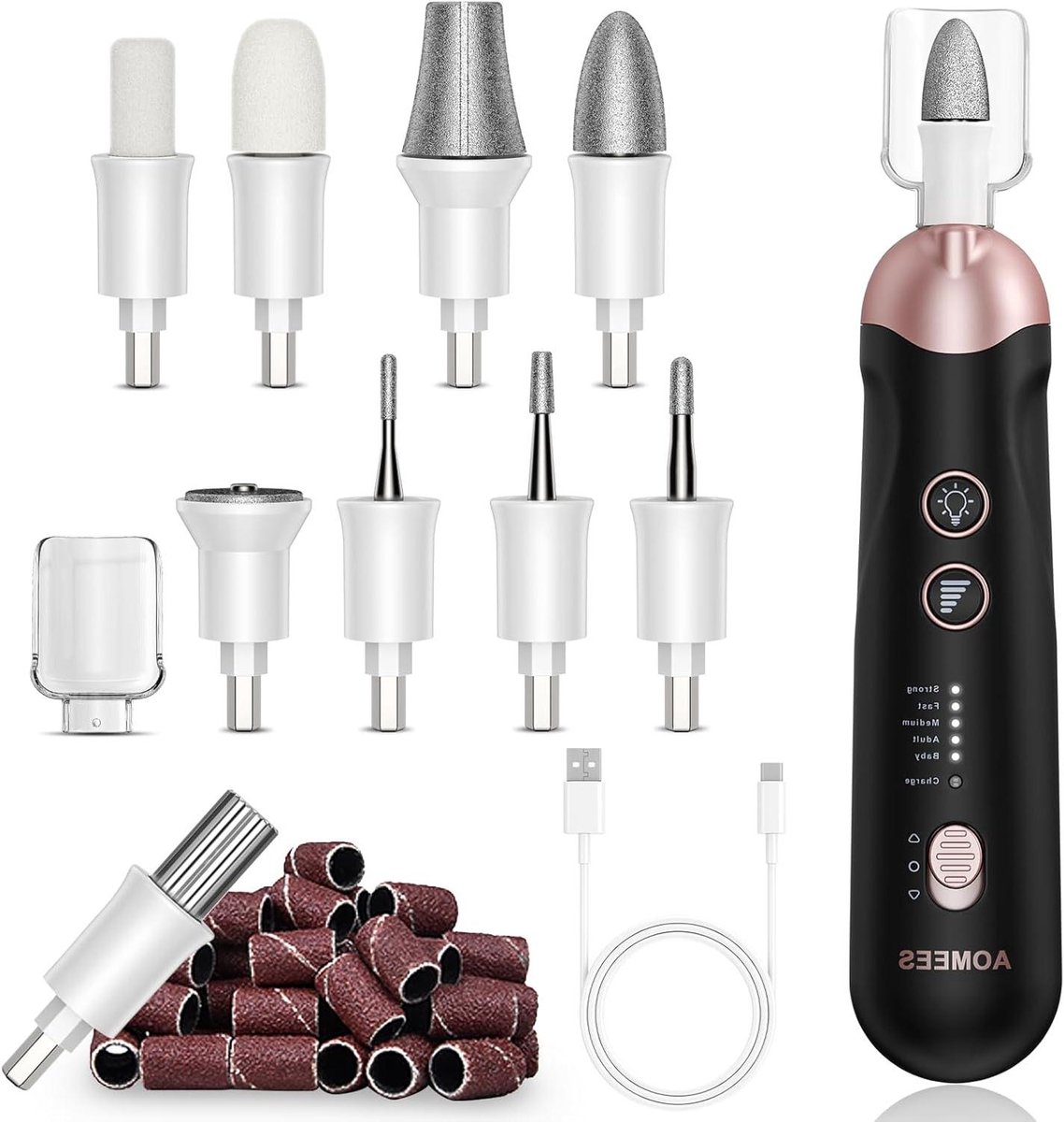 Elektrische Nagelfrees Set - Manicure Pedicure - Nagelverzorging Thuis - 9 Opzetstukken 5 Snelheden