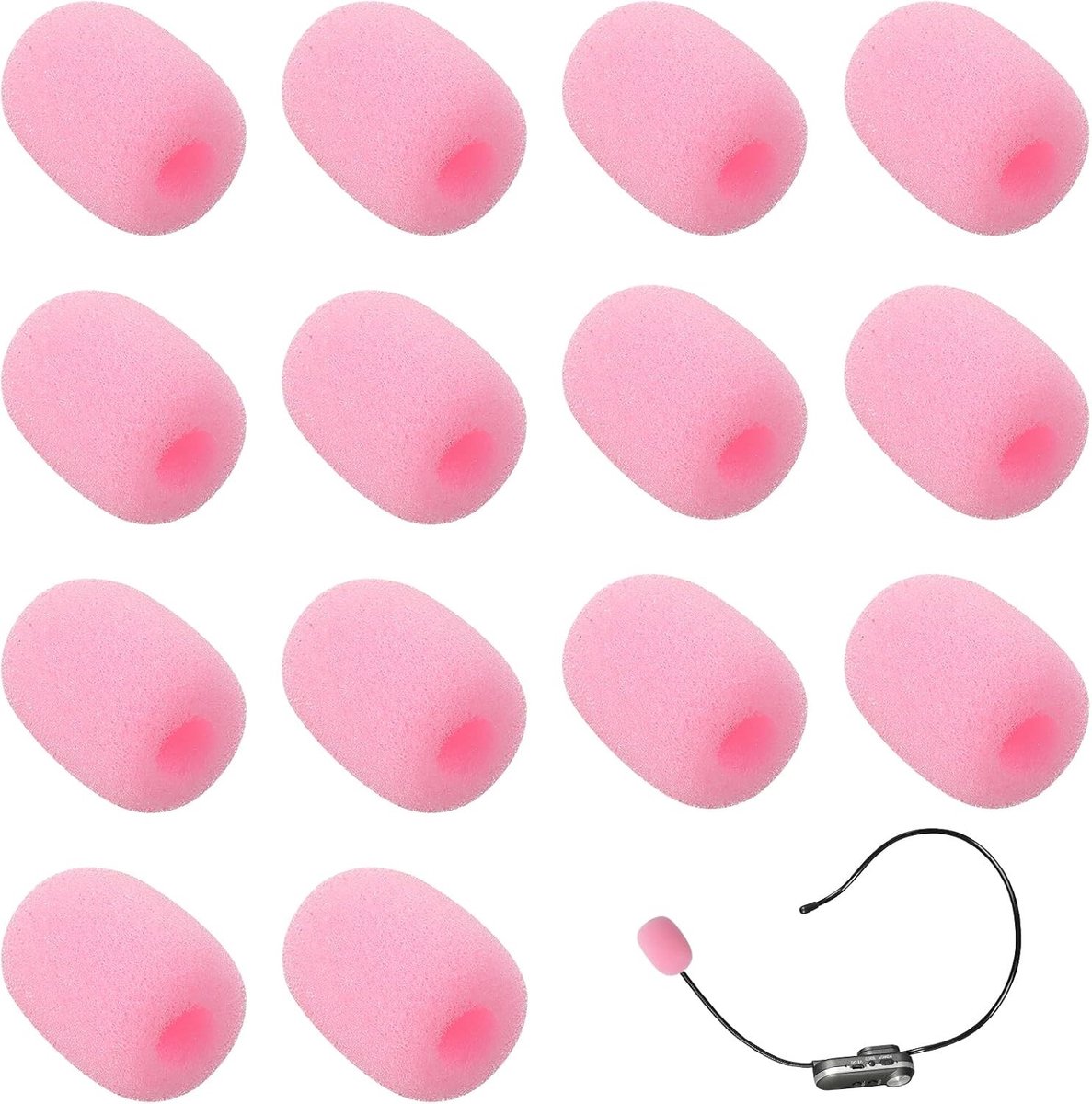 15 Stuks Schuimrubberen Vervangende Windscherm voor Microfoon, Roze Voorruit voor Onderwijs, Podiumoptredens en Vergaderingen, Winddichte Afdekking en Mini-Microfoon Accessoire
