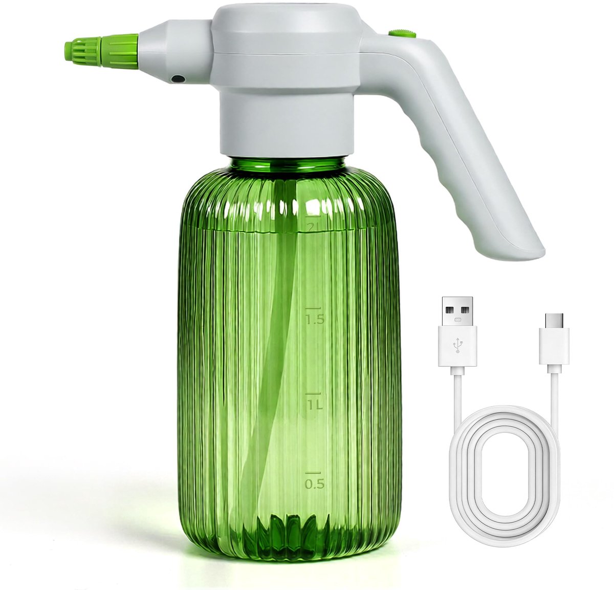 Thijox - Diivoo Elektrische Spuitfles 2L / 0,5 Gallon, Oplaadbare Sproeier met 3 Snelheden, Verstelbare Spuitmond en Automatische Spuitfunctie voor Bi