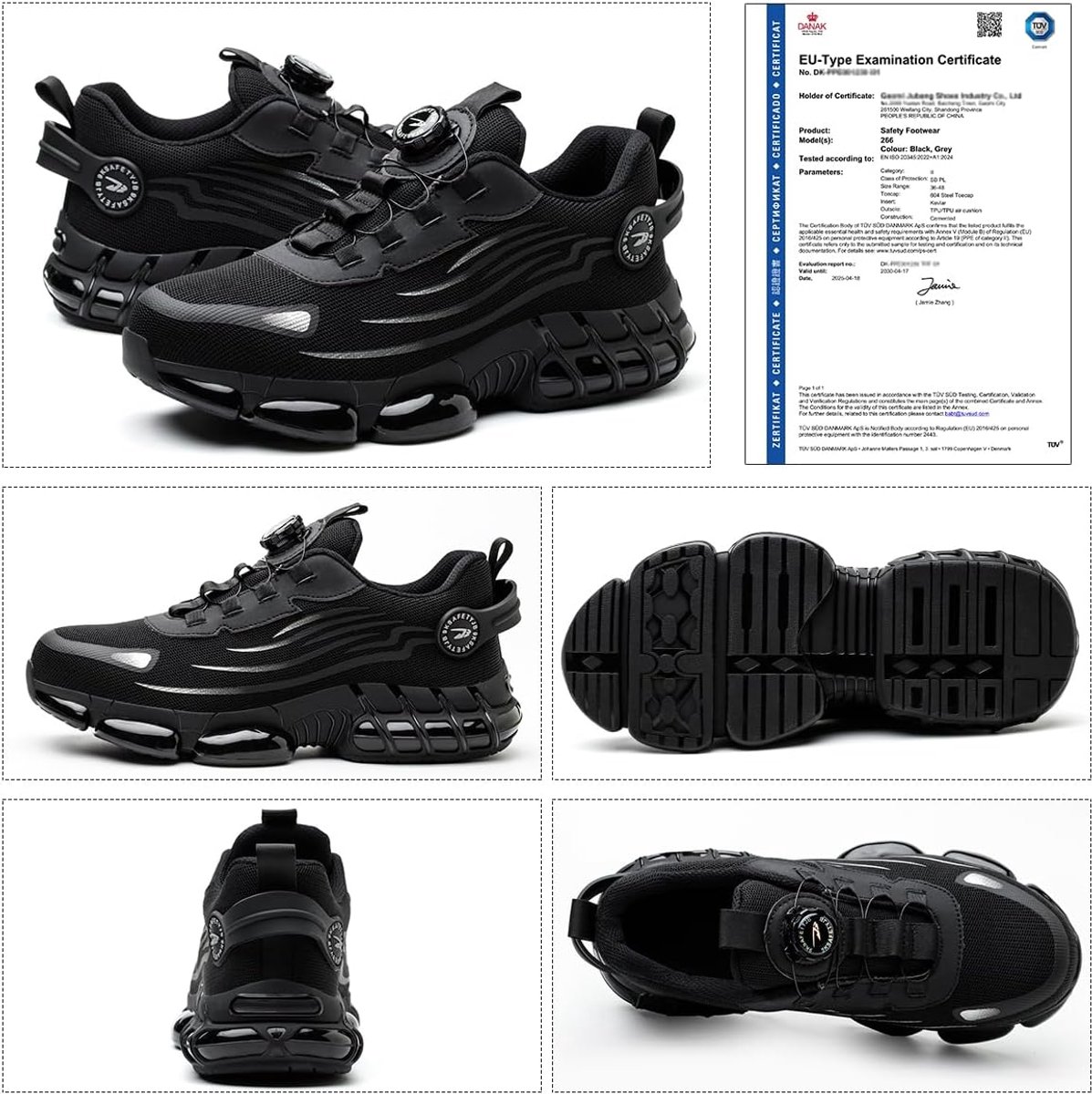 SnelShoppen - Veiligheidsschoenen Werkschoenen Dames Heren Stalen Neus Sportief Licht Uniseks Anti-Splash Anti-Punctuur Zwart 41 EU