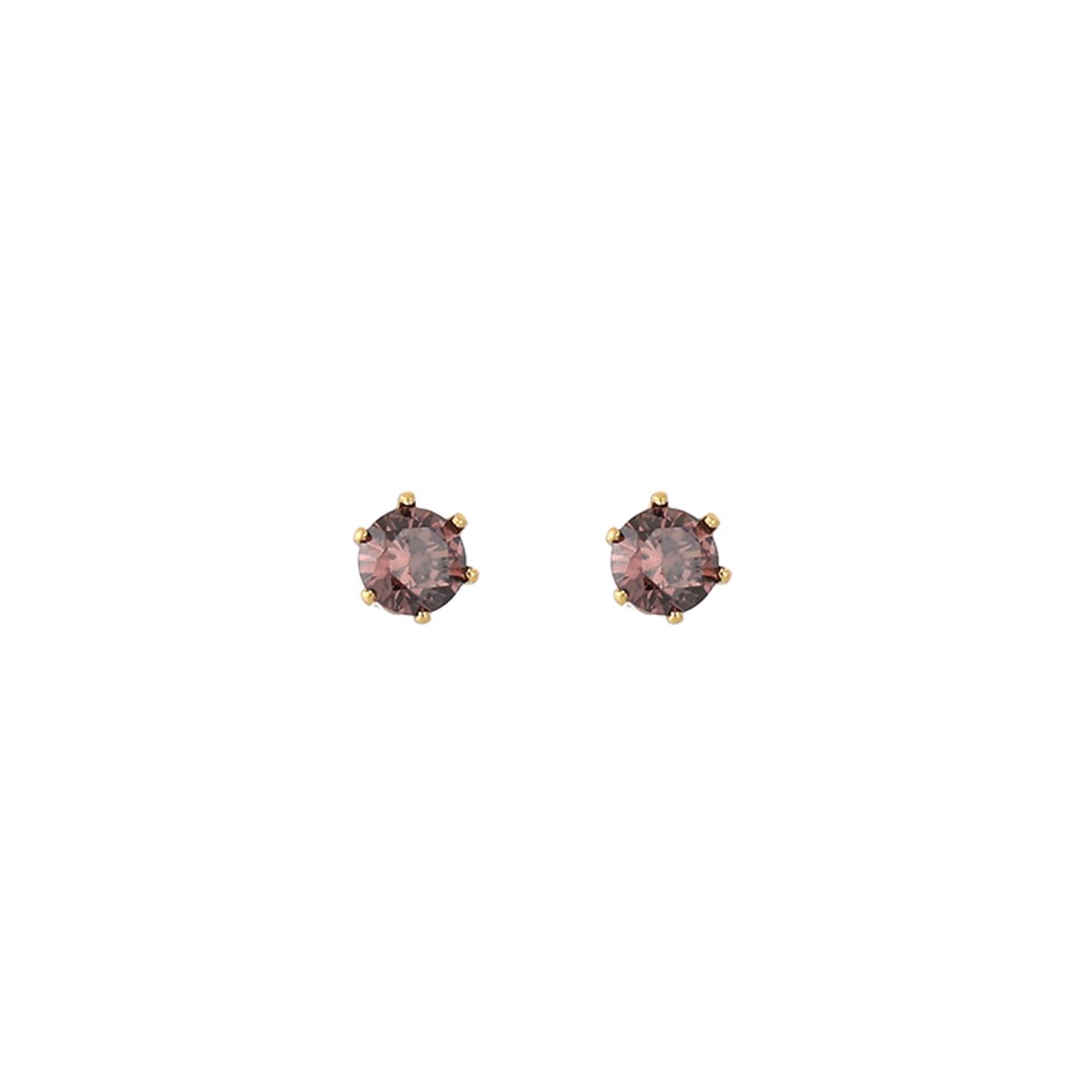 Stainless Steel Zirconia Studs – Luxe Oorknopjes met Zirkonia – RVS - Goud/Tiger Eye