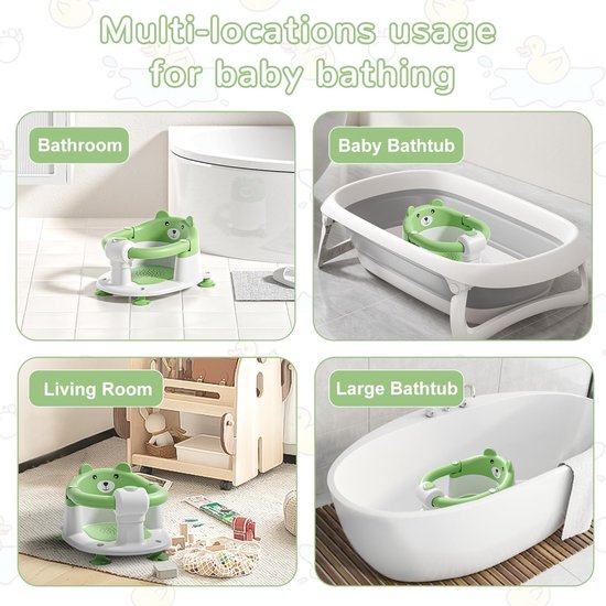 Babybadzitje - Douchezitje baby - Veilig badderen - Antislip zuignappen - 405 cm - Groen — afbeelding 3