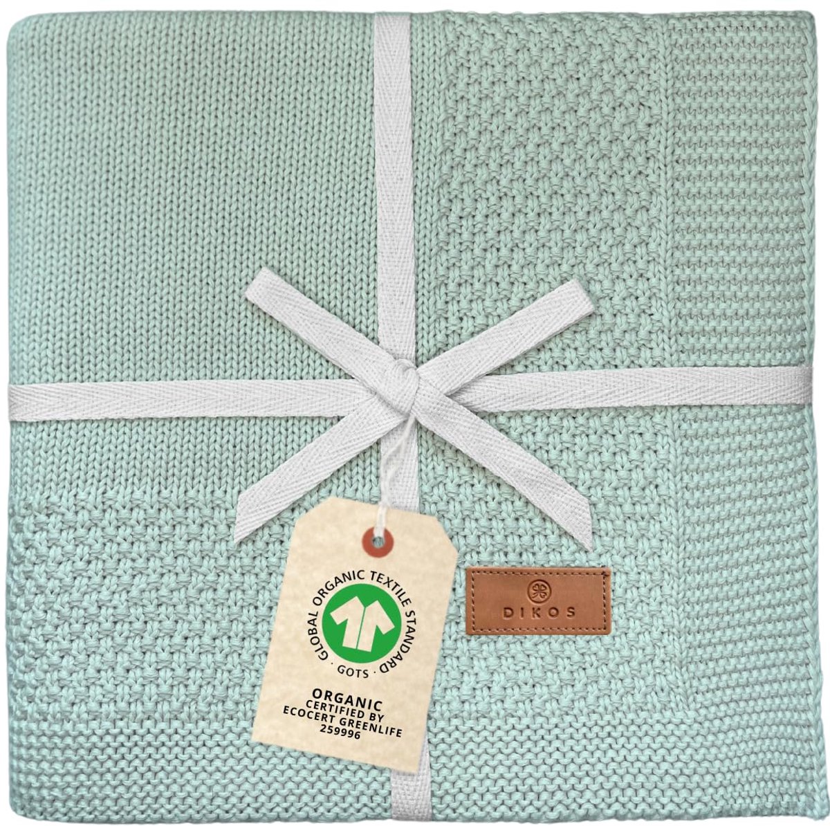 SnelShoppen - Babydeken 100% GOTS Biologisch Katoen Mintgroen - Gebreide Knuffeldeken voor Pasgeborenen - Ideaal voor Meisjes/Jongens - Perfecte Eerst