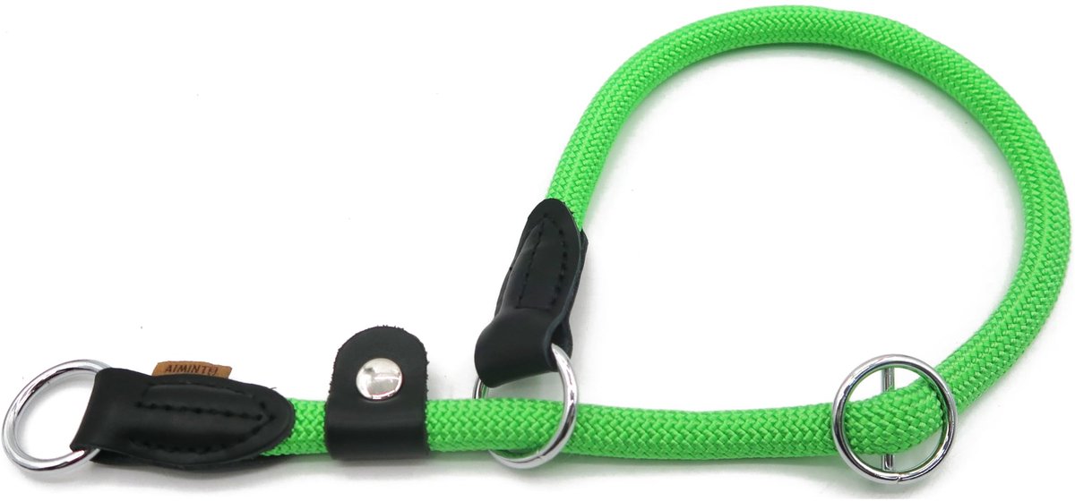 SnelShoppen - Gevlochten Ronde Martingaal Hondenhalsband voor Grote Honden - Trainingshalsband met Verstelbare Stopring en Stopper - Licht Groen (L(1/