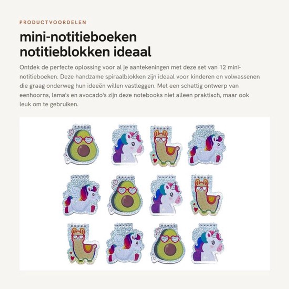 Notitieboeken set van 12 - Mini-notitieblokken - Spiraalblokken - Notitieblokken voor kinderen - Handig voor onderweg - Schattig design met glinsterende laserlook - Notebook