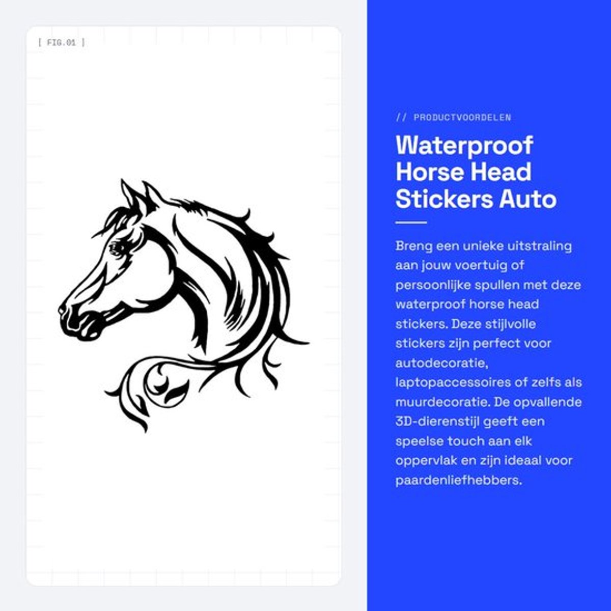 Paardensilhouet Sticker - Waterdichte Auto Sticker - Set van 2 - 3D Dierstijl Stickers - Voor Laptop/Telefoon/Auto - 19,5 x 19,5 cm